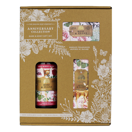 Dárkový set pro péči o ruce pivoňka & růže - Anniversary Rose and Peony Gift Box