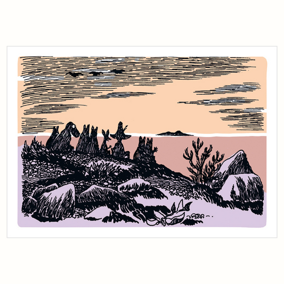 Pohlednice Muminci - Sunset (Čarodějův klobouk)