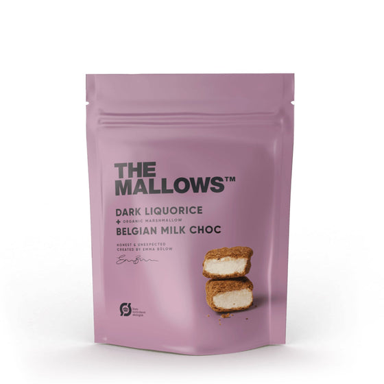 Marshmallows Dark Liquorice & Belgian Milk Choc organic