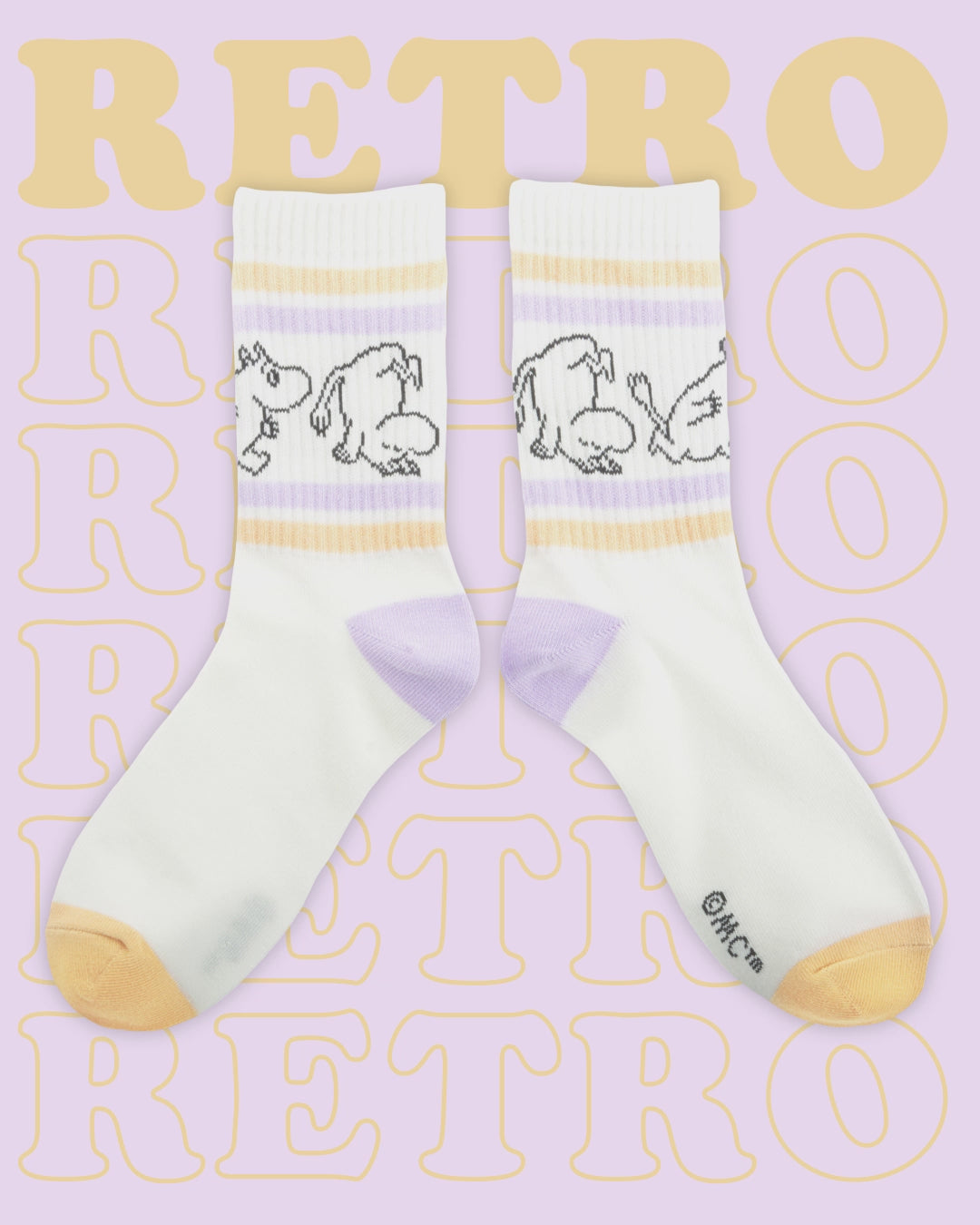 Ponožky Muminci dámské - Moomintroll Retro Lilac Peach EU 36-42