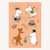 Samolepková pohlednice Muminci oranžová - Moomin Sticker Card Party
