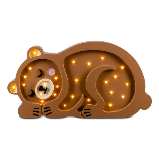 Dřevěná dětská LED lampička - medvídek